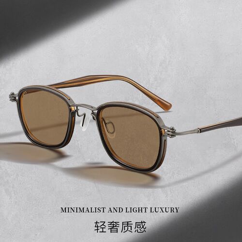 2024新款偏光太阳眼镜男复古茶色墨镜自动感光变色防紫外线带度数