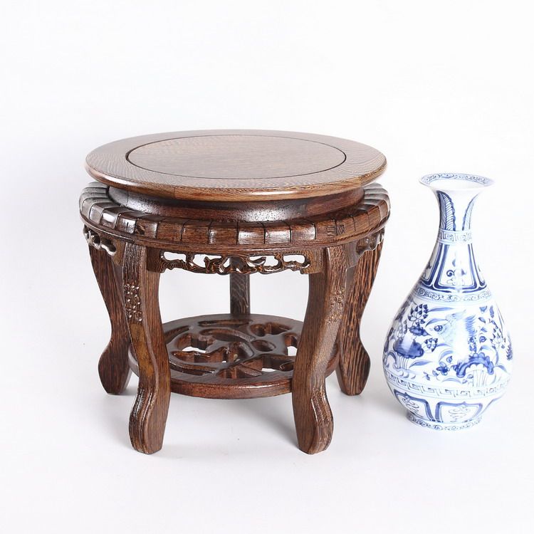 包邮红木榫卯花架花几 鱼缸花盆花瓶底座鸡翅实木雕工艺饰品摆件