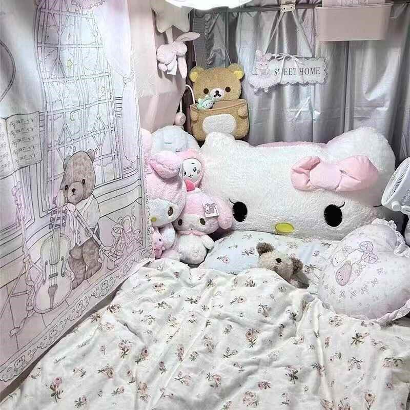毛绒kt猫靠枕床头靠垫宿舍大靠背垫抱枕可爱女生沙发座椅护腰X1