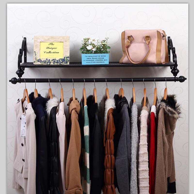 铁艺服装店衣架展示架上墙侧挂壁挂衣服货架墙上挂衣架中岛上墙架