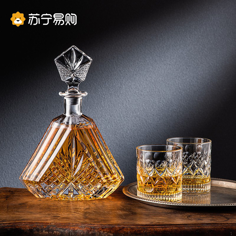 家用水晶玻璃威士忌酒樽存储酒瓶子套装洋酒杯空瓶红酒醒酒器2378