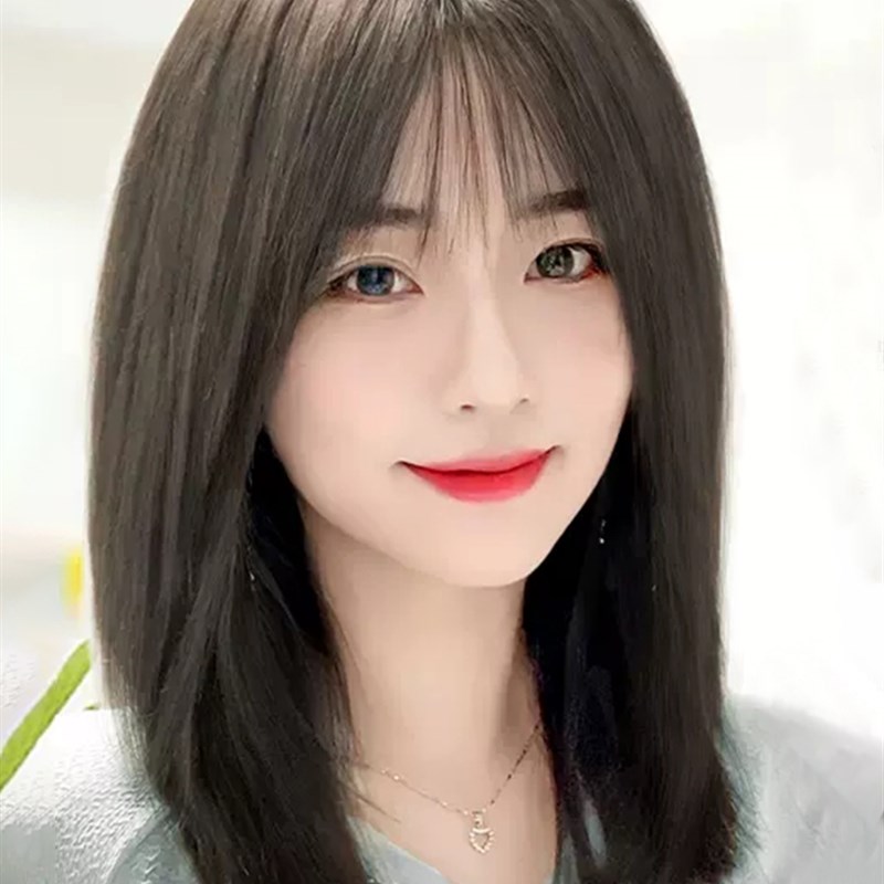 假发真人发全头女士头发时尚自然锁骨发蓬松可扎中长款整顶全头套