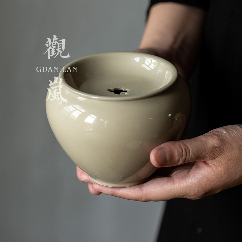 草木灰建水水孟茶渣斗日式家用水洗茶碗茶渣桶零配件茶艺陶瓷茶洗