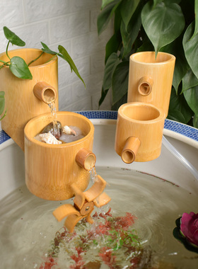 陶瓷玻璃鱼缸壁挂瀑布式过滤器造景循环水养鱼增氧三合一流水摆件