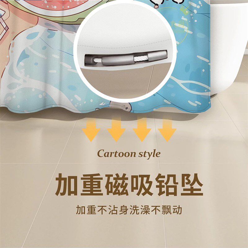 线条小狗浴帘洗澡卡通浴室防水防霉卫生间隔断帘门帘窗帘帘子挂帘