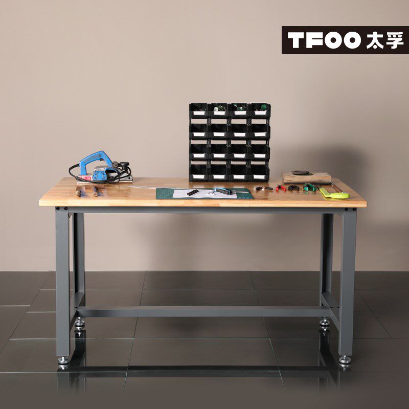 太孚 工业风带脚踏实木台面模型工具台 车间流水线操作组装工作台