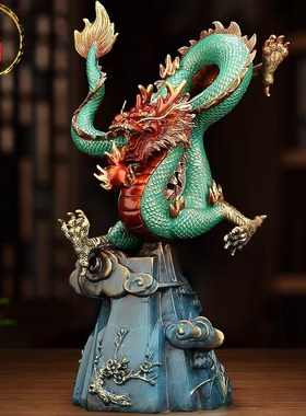 威弗列德铜招财家居玄关办公室搬家店铺青龙乔迁开业礼品祝福摆件