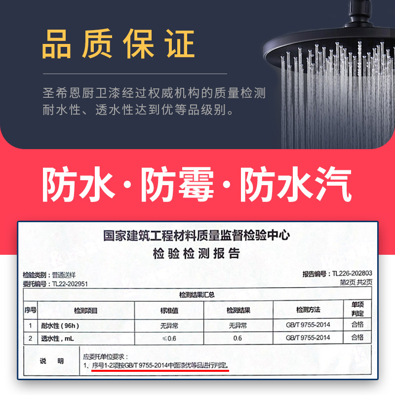 圣希恩防水乳胶漆卫生间浴室防水漆厨卫阳台地下室内墙面涂料白色