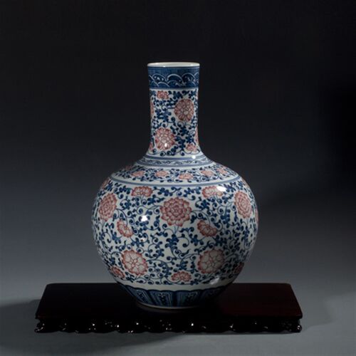 陶瓷花瓶青花瓷大口装饰礼品 客厅摆件仿古高档手工新家落地插花
