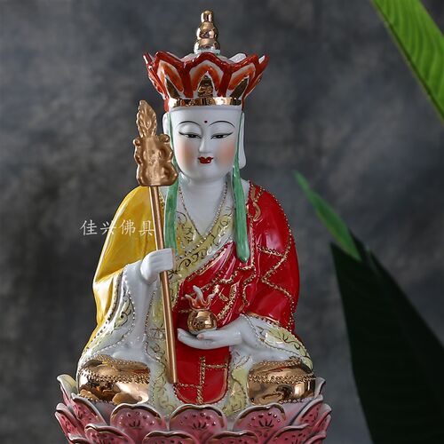陶瓷地藏王菩萨娑婆三圣佛像摆件家居玄关禅意镇宅摆件