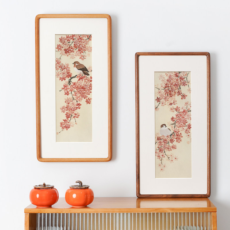 张英琦x寓意好花鸟画入户玄关装饰画新中式双联走廊过道竖版挂画