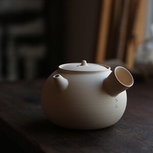 潮州水木砂铫 工夫茶手拉超薄白泥砂铫壶侧把玉书煨 碳炉炭炉急须