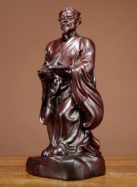 黑檀木雕鲁班祖师雕像鲁班雕塑人物雕刻摆件家居办公室装饰送礼品