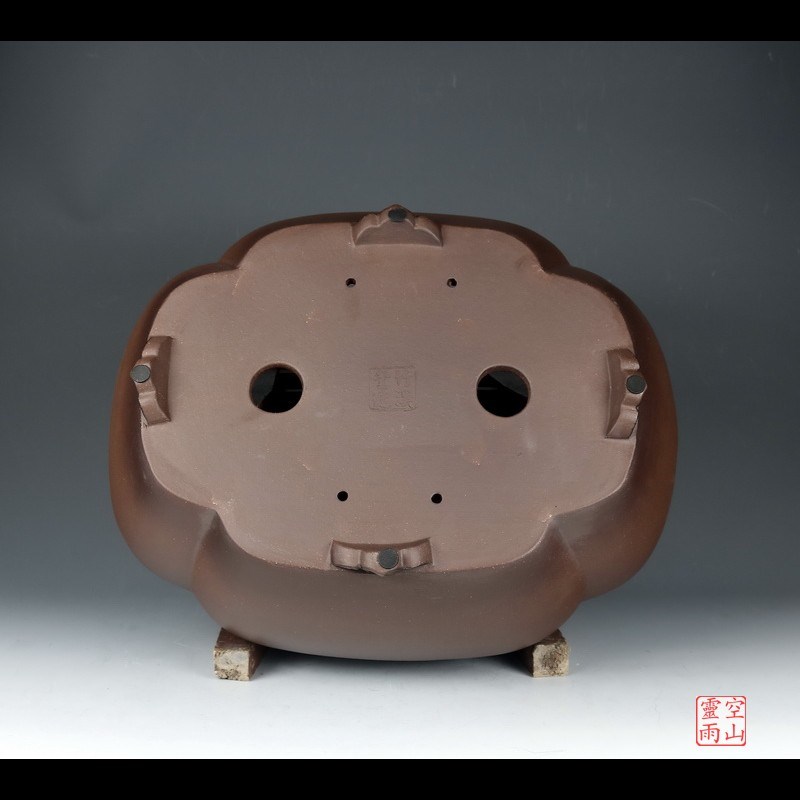 宜兴紫砂精品盆景花盆 全手工仿古云足木瓜形绿植多肉花卉紫泥