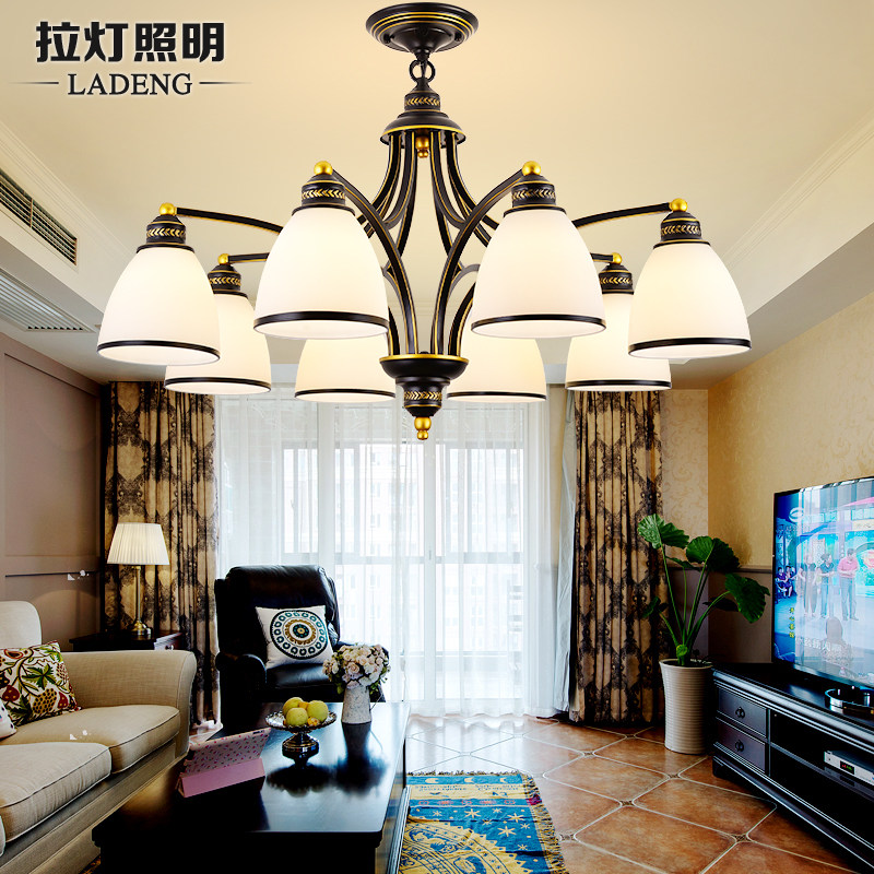 成都上门安装美式铁艺吊灯卧室灯乡村客厅灯复古简约创意北欧灯具