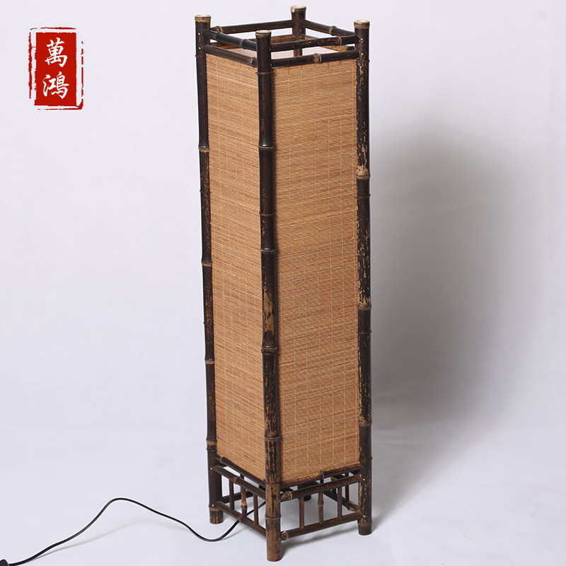 手工竹帘灯田园风紫竹地灯日式榻榻米灯客厅餐厅琴行艺术装饰灯具