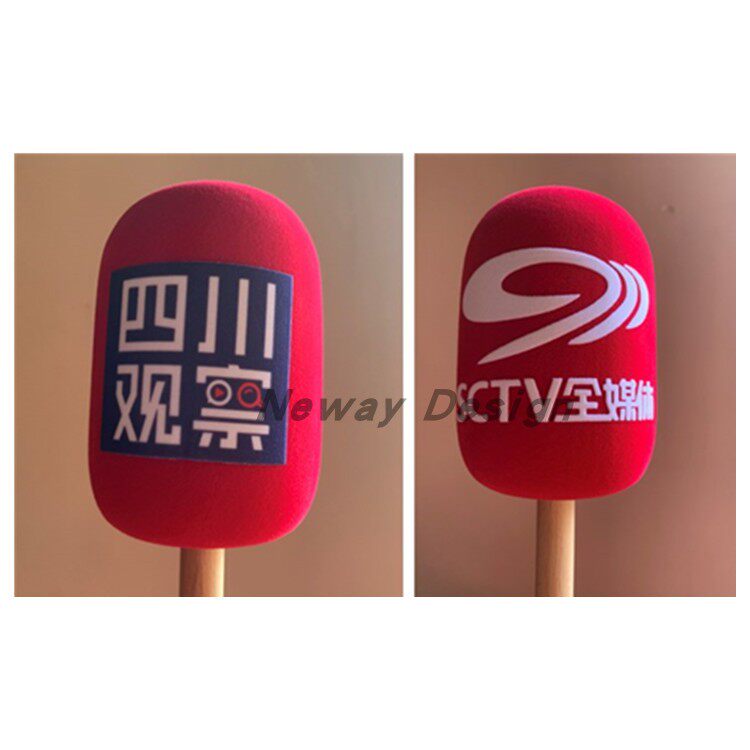 定做电视台新闻媒体记者采访台标话筒配件海绵防风棉套商标logo