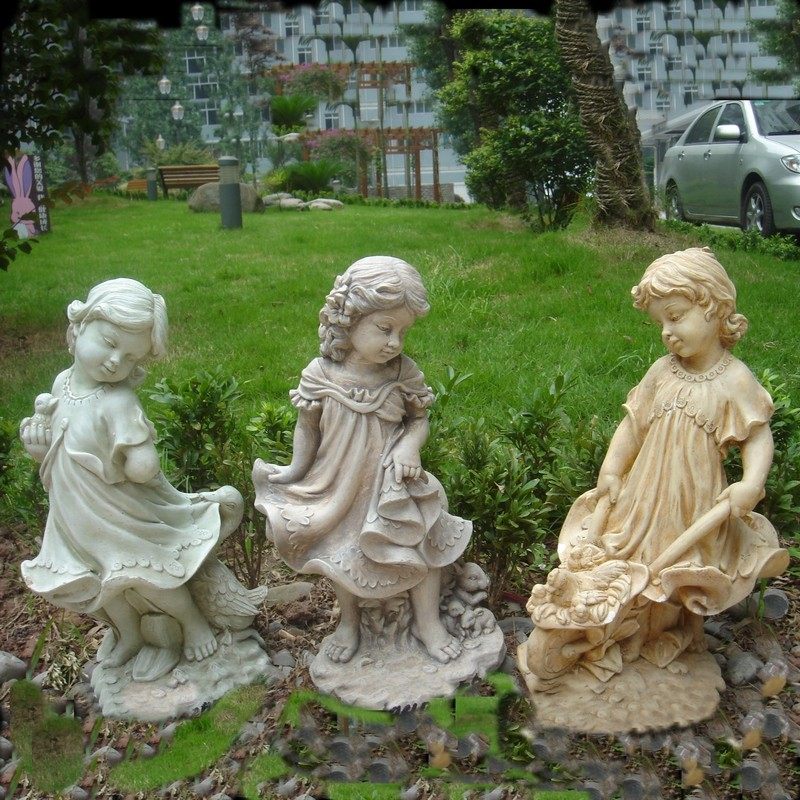 欧式人物工艺品家居饰品客厅电视柜橱窗软装摆件乡村小女孩与动物