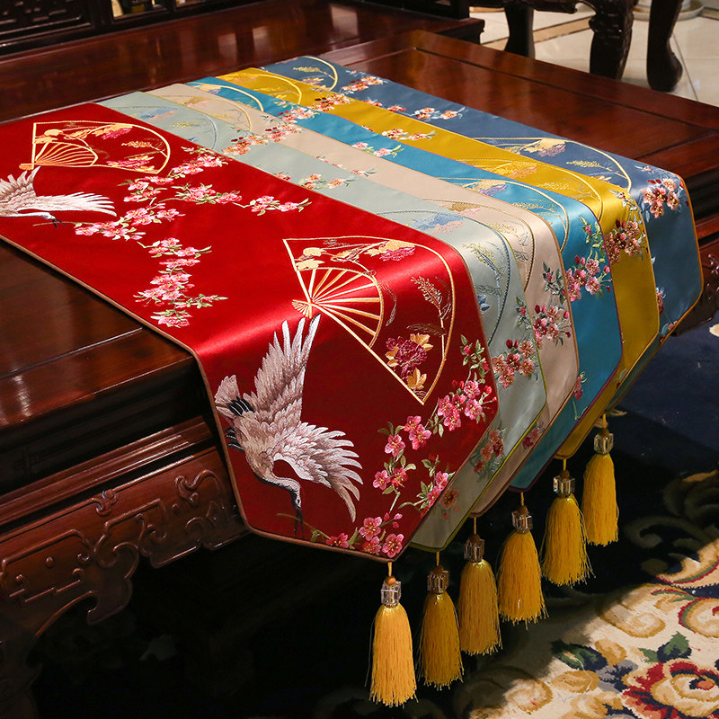 中式禅意桌旗中国风新中式古典桌布客厅餐桌电视柜茶几布艺床旗巾