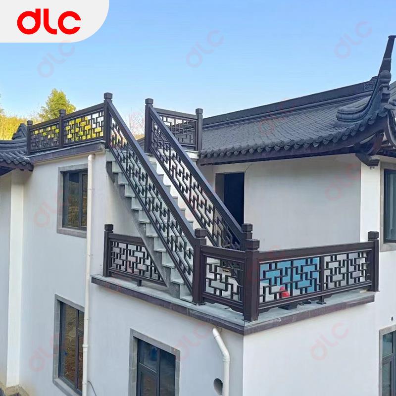 户外中式铝合金阳台护栏别墅仿古露台隔离栏杆楼梯扶手铝围栏栅栏