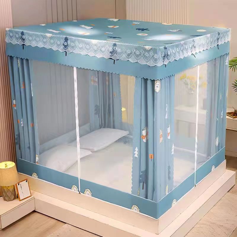 遮光床帘家用卧室蒙古包蚊帐2021新款加厚防摔防尘一体式床围挡布