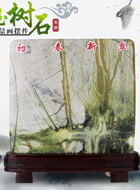 天然玉树石岫玉原石草花石奇石观赏石头摆件工艺品客厅家居装饰品