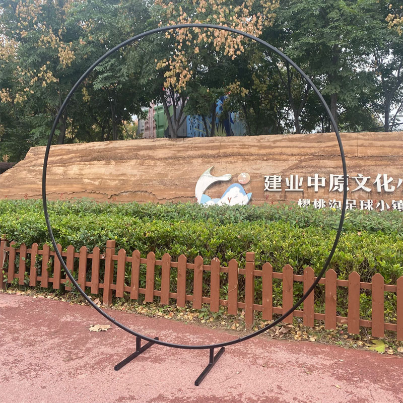 包邮新款婚庆道具铁艺背景单杆拱门架子花门户外草坪婚礼圆环摆件