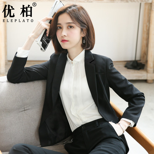 黑色西装外套女职业套装2021新款春秋正装面试小个子女士灰色西服