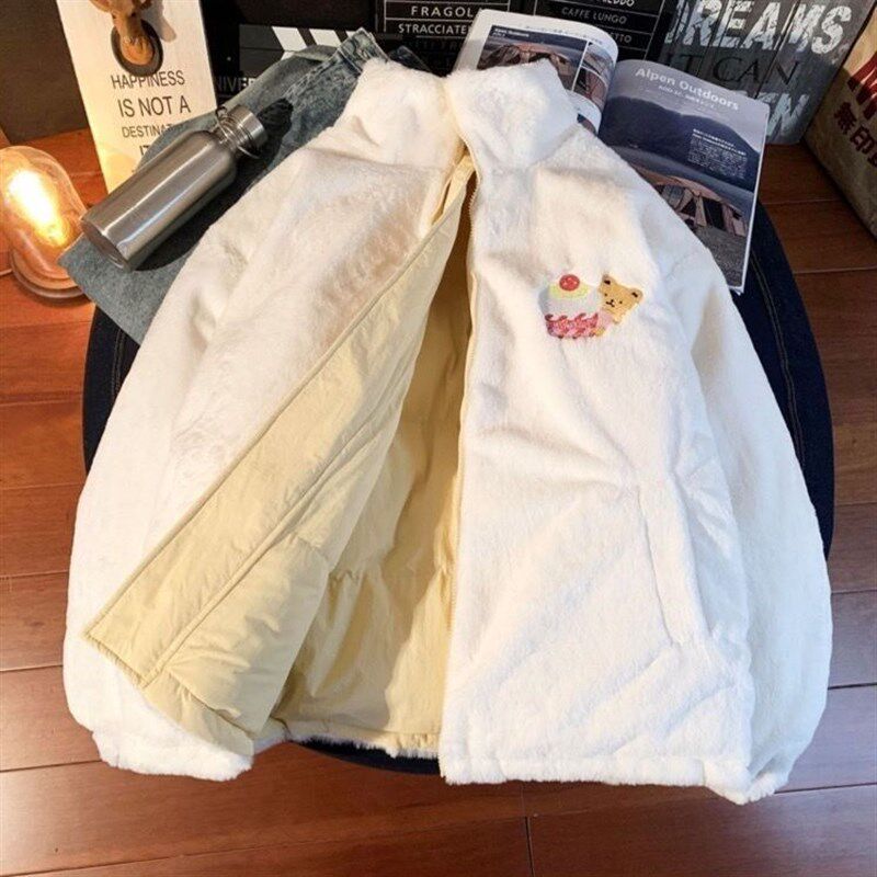 双面穿女童羽绒服冬季2024新款外套加绒加厚棉服洋气短款保暖百搭