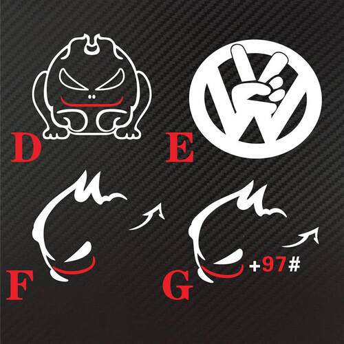 镂空有底前后风挡反光贴 大众VW  GTI恶兔 小魔鬼B柱油箱灯眉贴