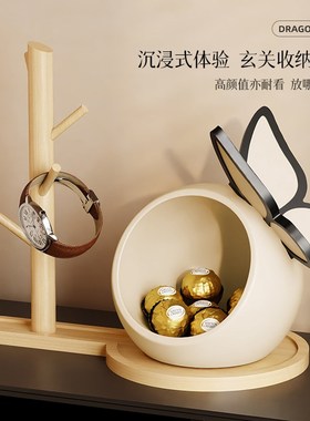 中古风入户门口鞋柜钥匙收纳玄关装饰品摆件客厅家居乔迁相框礼品