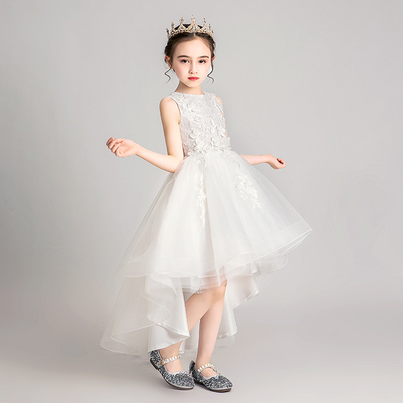 公主裙女童蓬蓬纱生日白色走秀小花童婚纱礼服儿童钢琴演出服表演