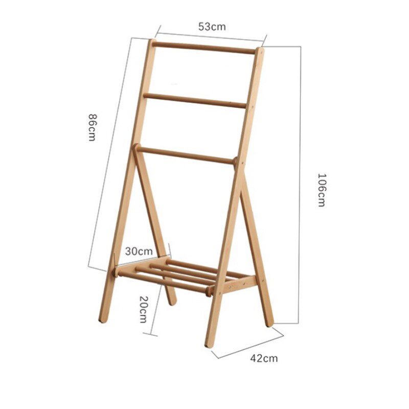 实木小尺寸主卧落地衣架可折叠床边晚上放衣服架睡觉隔夜衣收纳架