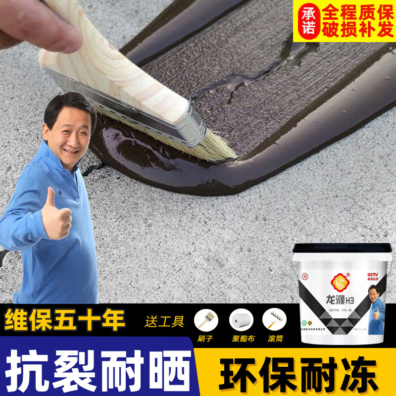 龙濮耐晒纳米外墙屋顶补漏防水材料H3涂料高弹橡胶屋顶裂缝堵漏王