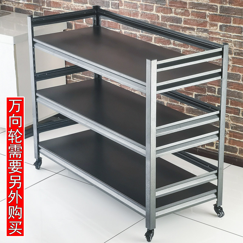 黑色烤漆厨房置物架橱柜架落地多层微波炉烤箱三层锅具金属收纳架