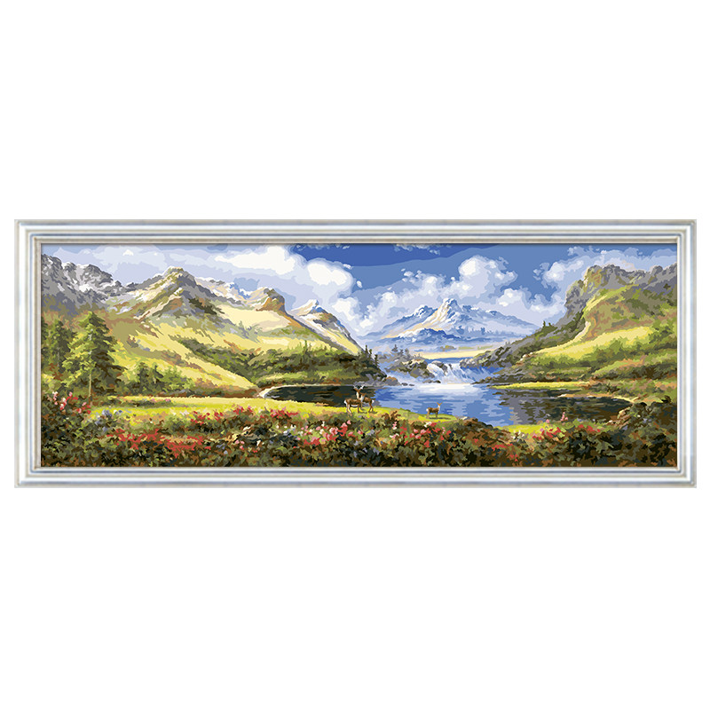 自油自画 数字油画diy手绘装饰风景客厅卧室大幅欧式画 财源聚宝