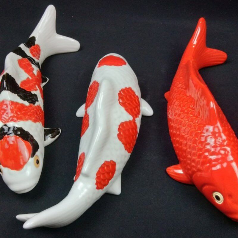 陶瓷工艺品动物摆件石湾公仔鲤鱼家居饰品客厅背景墙饰挂壁大号鱼