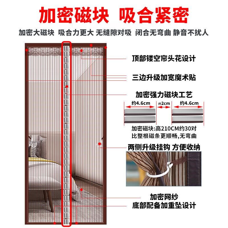金刚网防蚊门帘不伤门纳米胶自粘磁吸纱门纱窗家用夏季纱帘子加厚