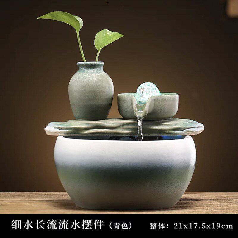 流水器摆件鱼缸开业礼品招财办公室客厅禅意装饰循环流水迁移礼品