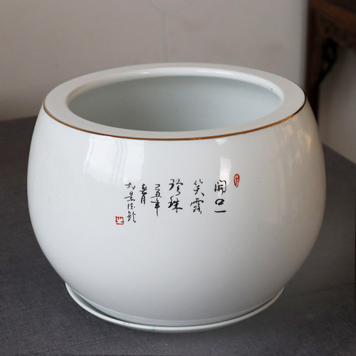 景德镇陶瓷器聚宝盆无孔中式办公室兰花绿萝蝴蝶兰树盆花盆摆件大