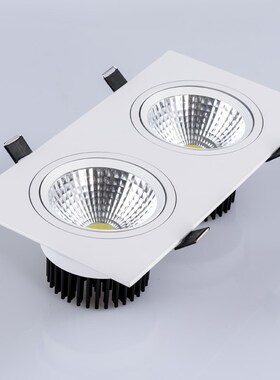 COB方形射灯LED铝格栅灯5w客厅走廊过道双头黑白色3w10w斗胆筒灯