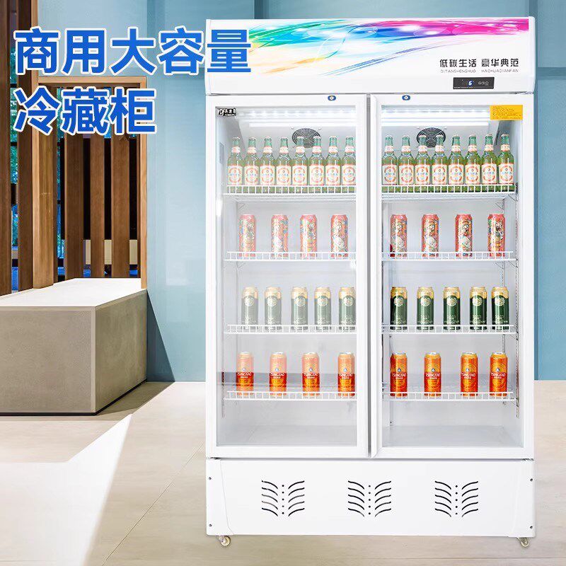 智冰客饮料展示柜冷藏保鲜冰柜大容量双开门超市立式单门啤酒冰箱