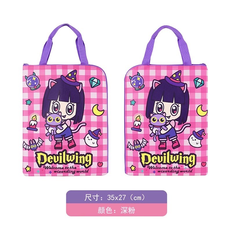 韩国devilwing小学生美术袋男童手提包补习袋女孩手拎卡通书袋