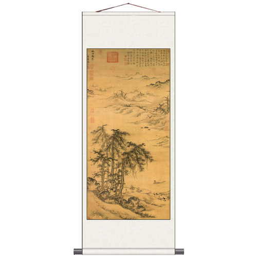 明元宋字画唐寅石榴枝图仿古名家挂画酒店装饰仇英客厅挂画卷轴画