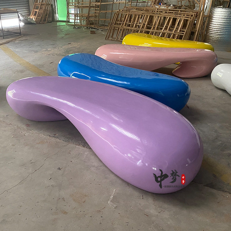 现代时尚异形休闲座椅玻璃钢材质商场美陈户外广场售楼部酒店座椅