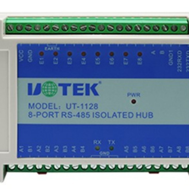 宇泰(UTEK)工业级RS-232/RS-485集线器转8PORT 导轨式UT-1128