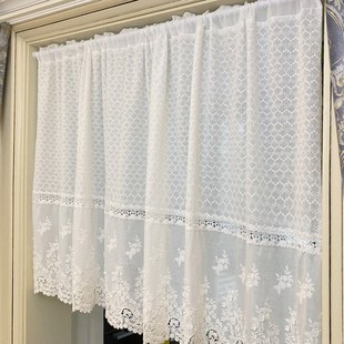 法式镂空刺绣门帘半帘窗帘帘美式欧式隔断帘厨房窗户柜子屏风遮挡
