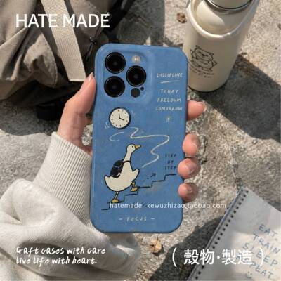 原创菲林壳韩系学院风卡通鸭子iPhone手机壳蓝色软壳保护套