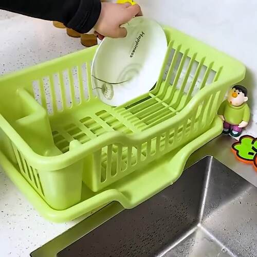 厨房水槽沥水碗架餐具滤水篮碗盘筷子置物架多功能双层洗碗收纳篮