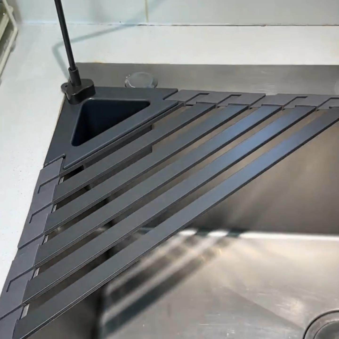厨房沥水架水槽边洗碗池抹布架三角形可折叠洗碗洗菜沥水篮多功能